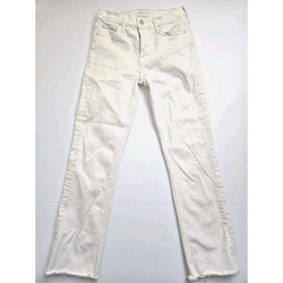 MOTHER THE MID RISE DAZZLER CROP FRAY JEANS CREAM PUFFS WOMEN'S SIZE 26 EUC - Picture 1 of 16